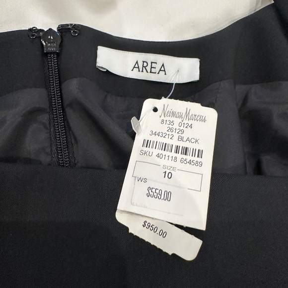 NWT AREA Black Dress with Ruffled Hem - Picture 3 of 3